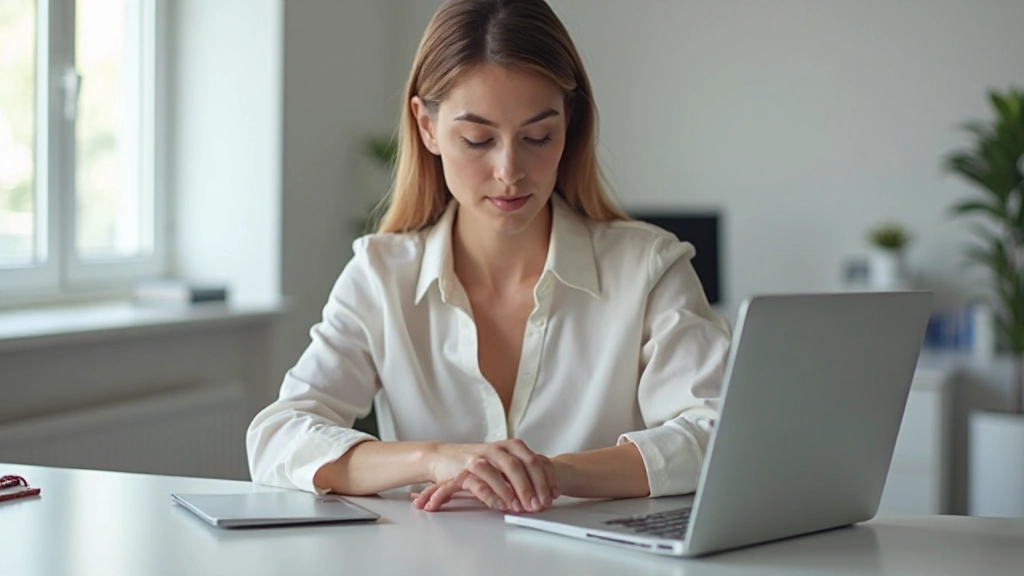 Профессиональное фото женщины, работающей за ноутбуком в спокойной рабочей обстановке